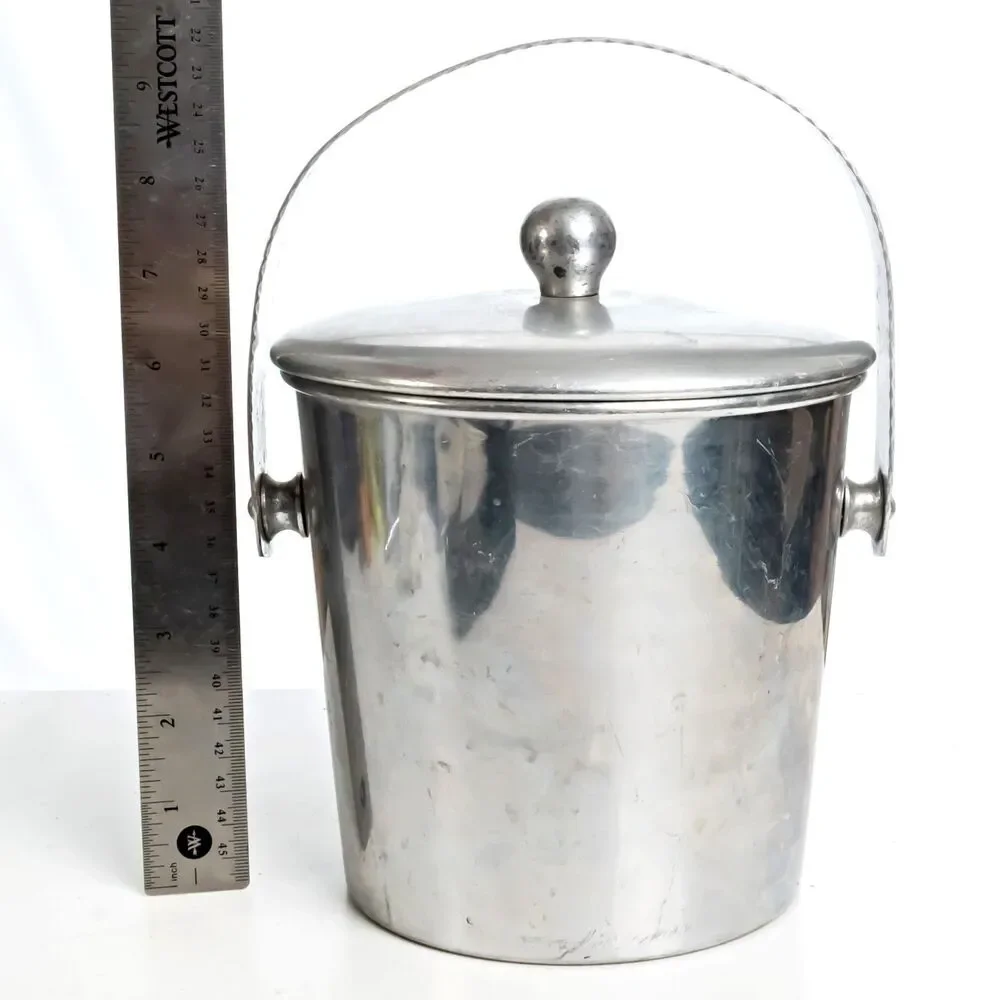 Vintage Henry & Miller Aluminum Ice Bucket Kromware Barware Mid Century w/ Lid